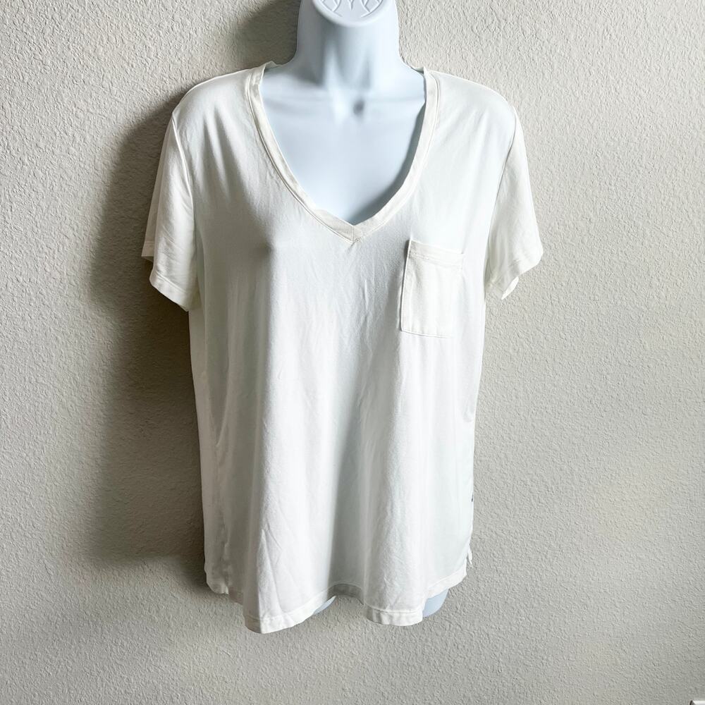 Little Sleepies White V-neck Short Sleeve Pajama Top Women's M Leisure Comfort